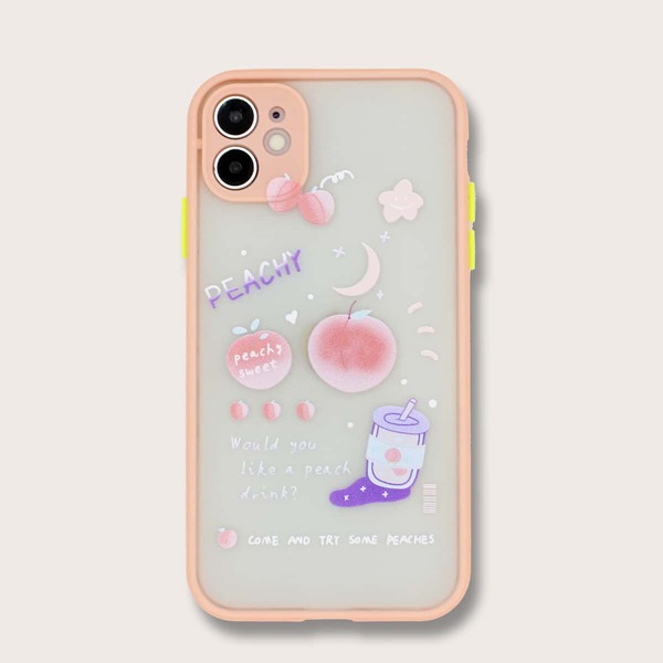 

Peach Pattern Contrast Frame iPhone Case, Pink