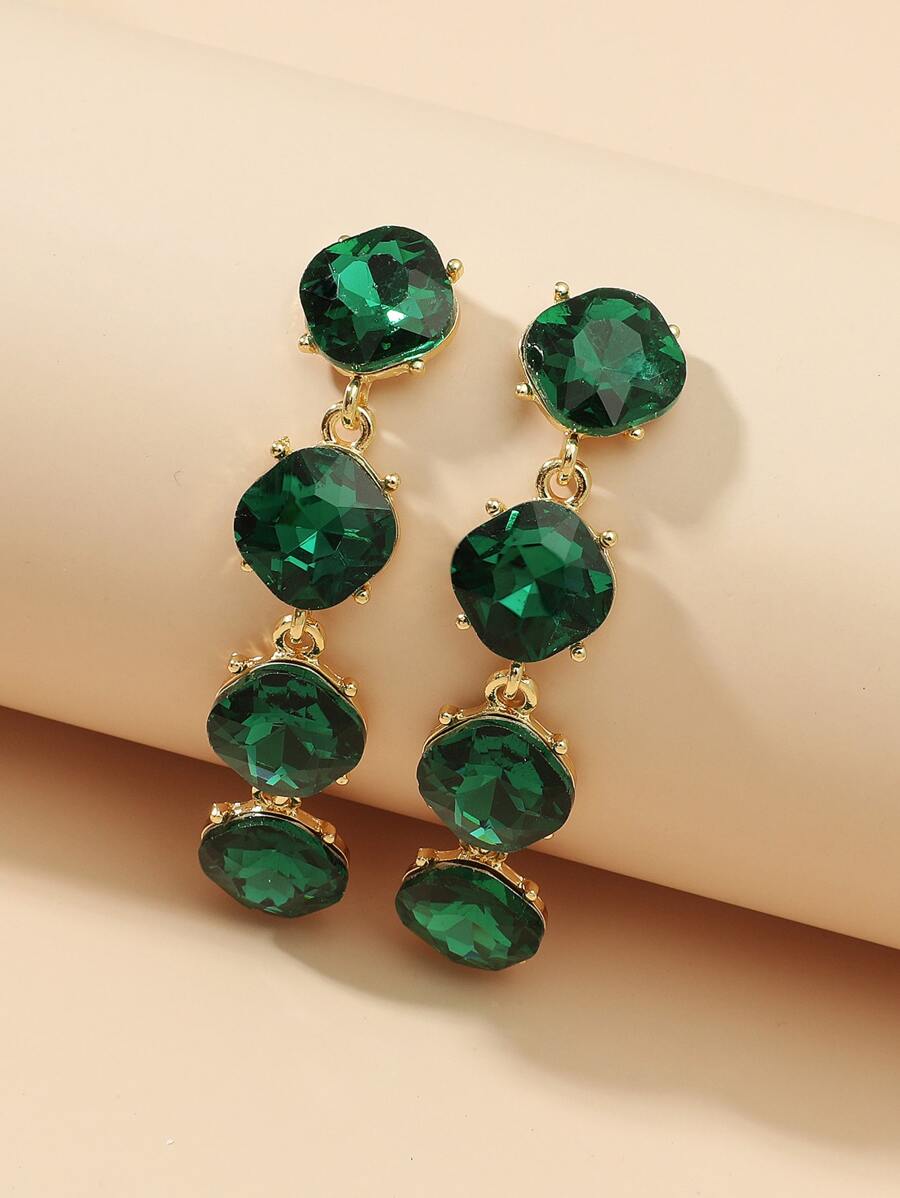寶石耳墜 - 綠色 - 查看 1