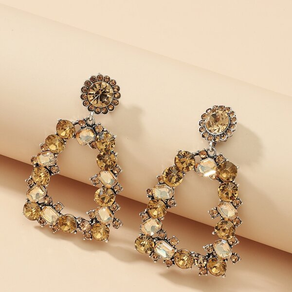 

Rhinestone Decor Drop Earrings, Champagne