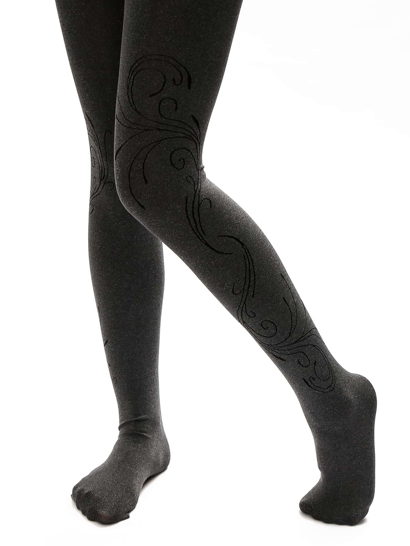 Medias negras con dibujo - Negro - Ver 1