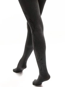 Medias negras con dibujo - Negro - Ver 2