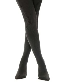 Medias negras con dibujo - Negro - Ver 3