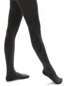 Medias negras con dibujo - Negro - Ver 4