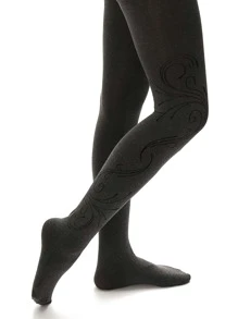 Medias negras con dibujo - Negro - Ver 5