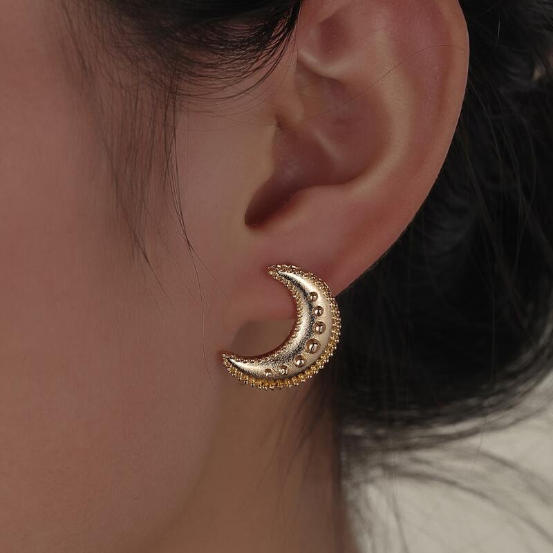 

Moon Stud Earrings, Gold