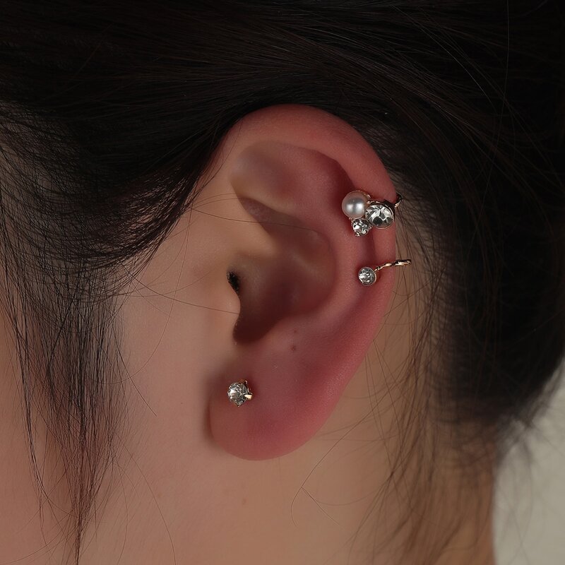 

2pcs Rhinestone Earring Set, Gold