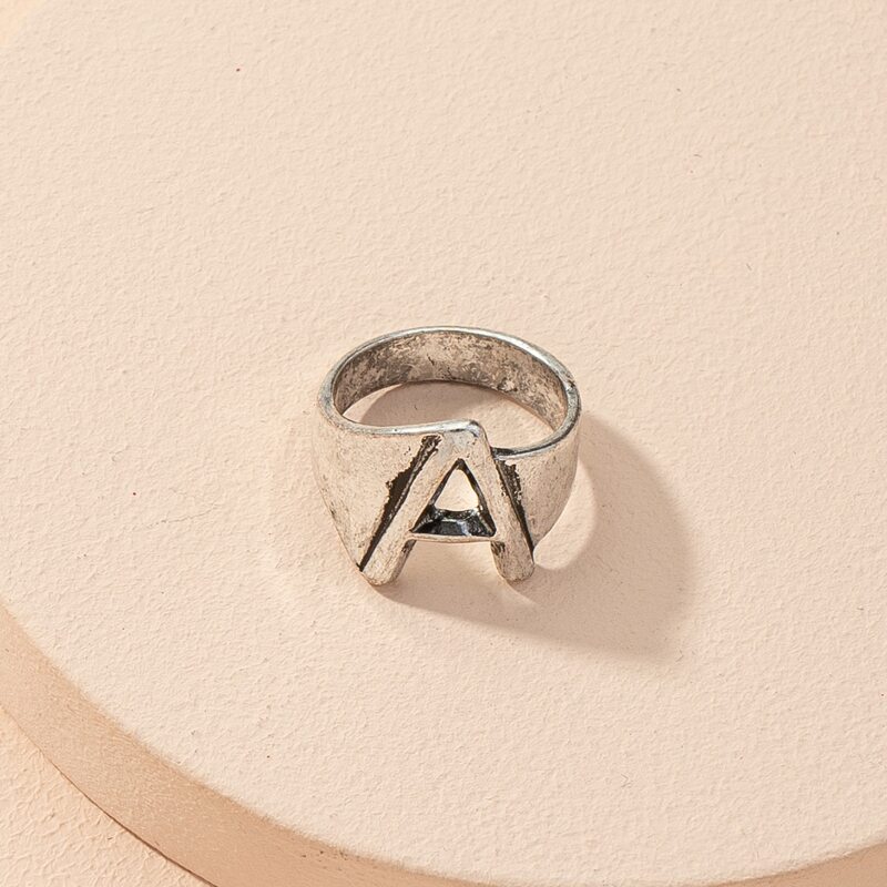

Letter Decor Ring, Antique silver