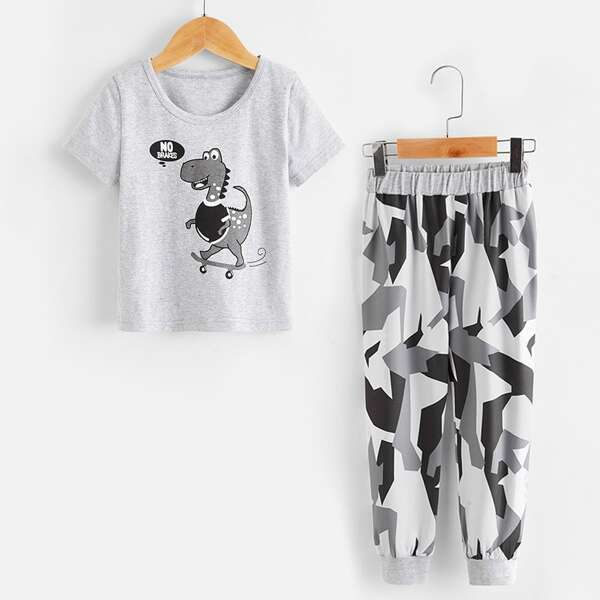 

Toddler Boys Cartoon And Slogan Graphic Pajama Set, Multicolor
