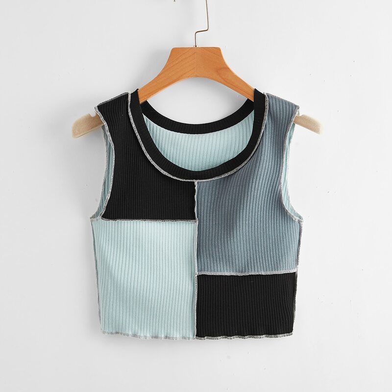 

Colorblock Ribbed Tank Top, Multicolor