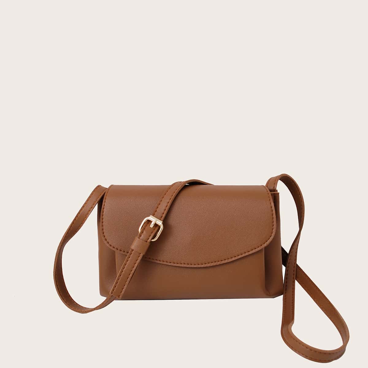 

Solid Flap Bag, Brown