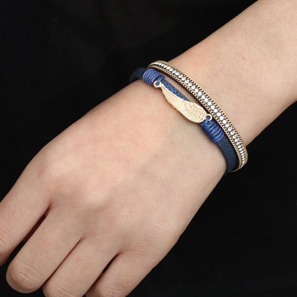 

Rhinestone Chain Decor Bracelet, Blue