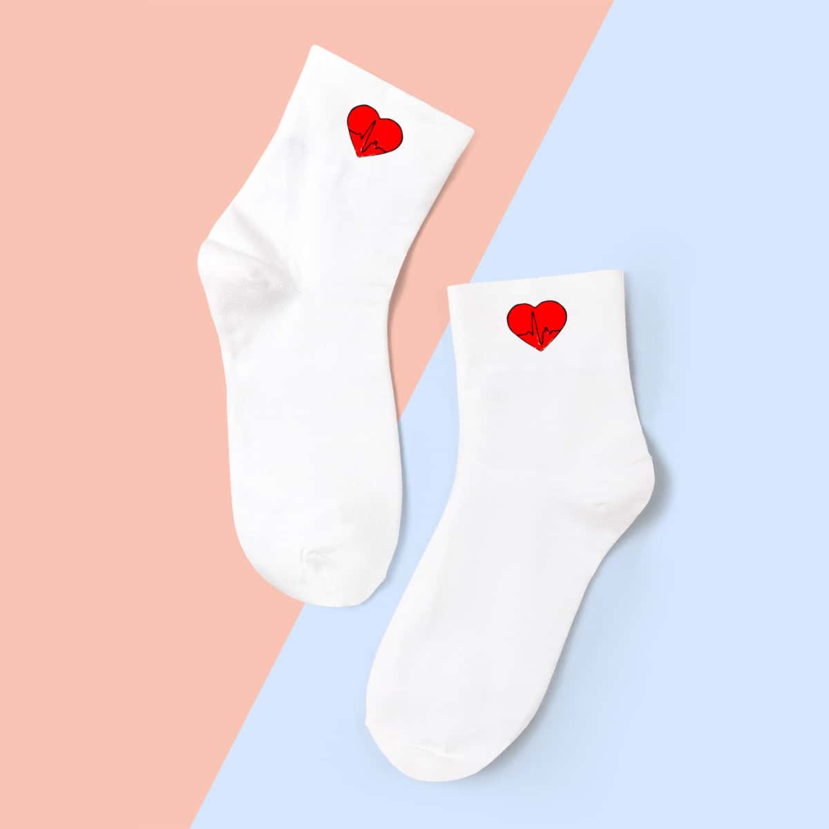 

Heart Pattern Socks, White