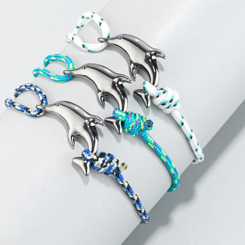 

3pcs Guys Dolphin Decor Bracelet, Multicolor