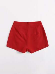 Double Breasted Zipper Back Shorts - Burgundy - View 2