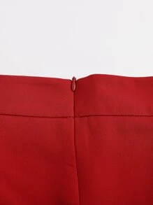 Double Breasted Zipper Back Shorts - Burgundy - View 4