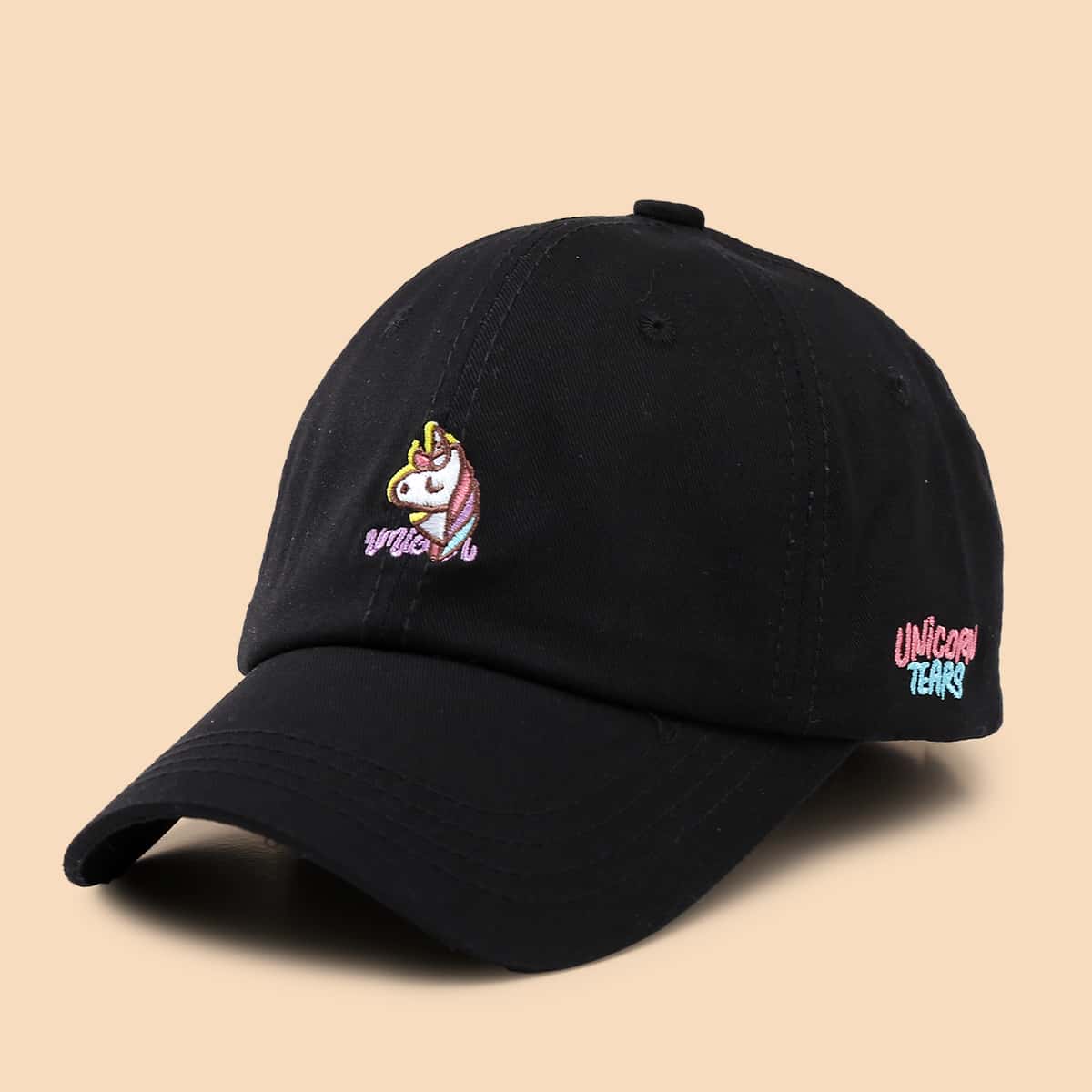 

Unicorn Embroidery Baseball Cap, Black