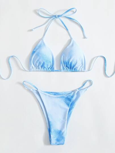 Tie Dye Thong Bikini Swimsuit