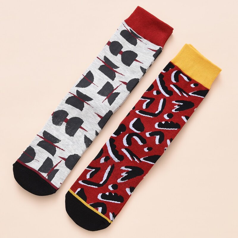 

2pairs Guys Color Block Socks, Multicolor