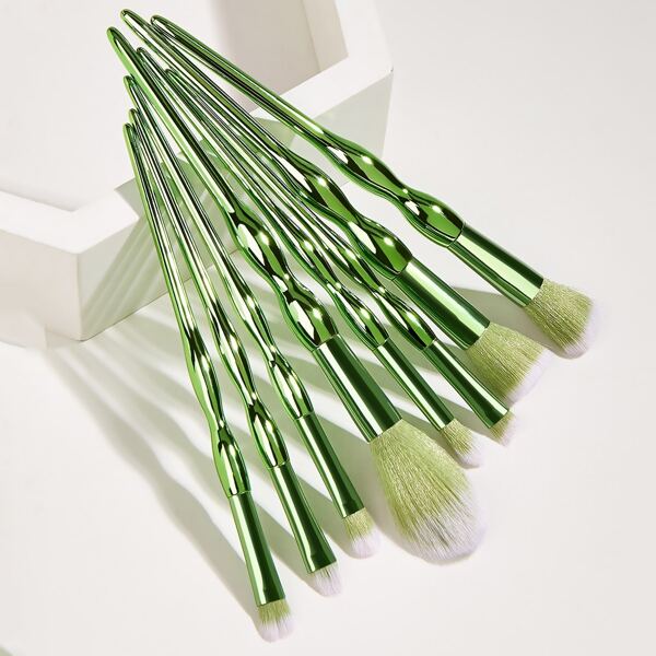 

8pcs Makeup Brush Set, Dark green