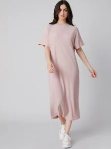 Mulvari Vestido unicolor de hombros caídos - Rosa Pálido - Ver 1