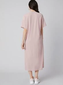 Mulvari Vestido unicolor de hombros caídos - Rosa Pálido - Ver 2
