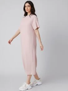 Mulvari Vestido unicolor de hombros caídos - Rosa Pálido - Ver 3
