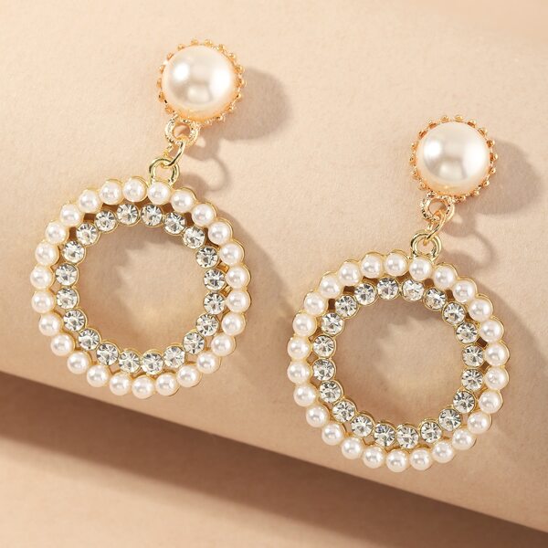 

Faux Pearl Decor Round Drop Earrings, Gold