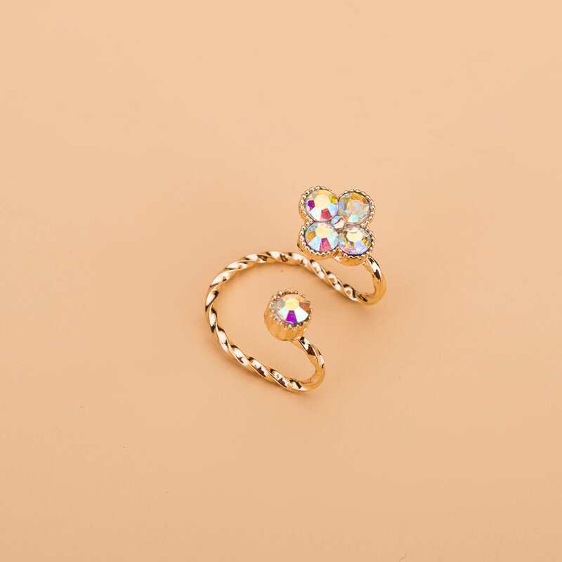 

1pc Double Layer Rhinestone Ear Cuff, Multicolor