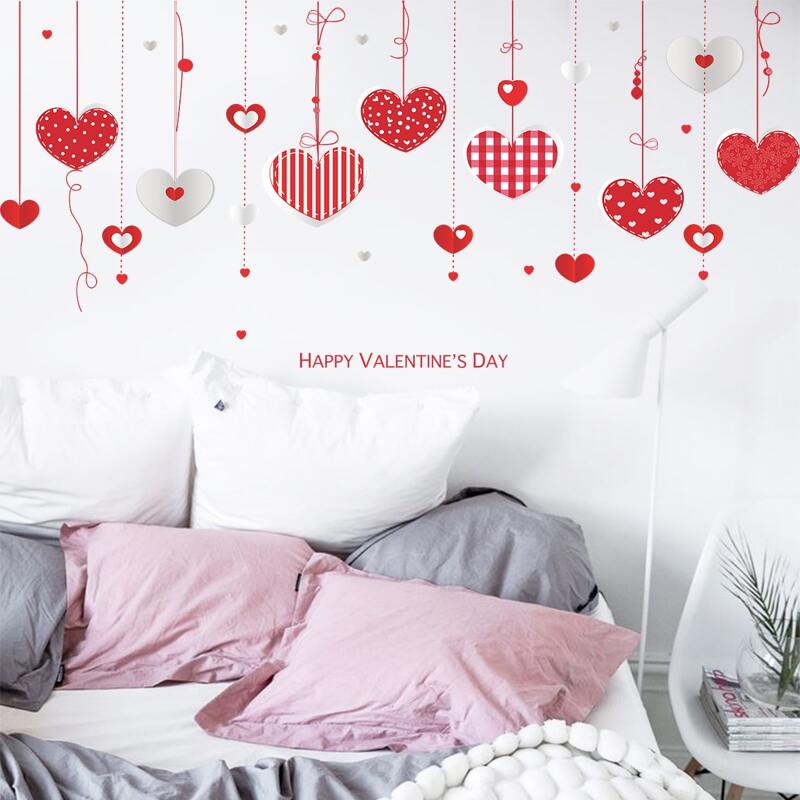 

Valentine's Day Heart Print Wall Sticker, Red