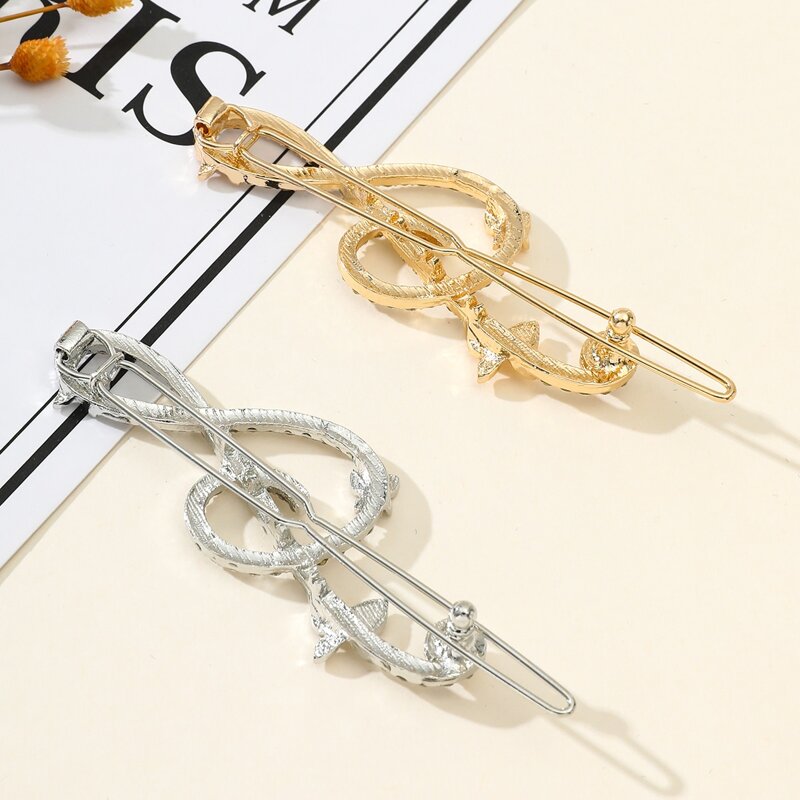 

2pcs Rhinestone Musical Note Hair Clip, Multicolor
