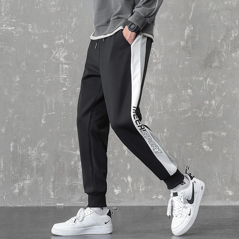 

Guys Contrast Sideseam Drawstring Sweatpants, Black