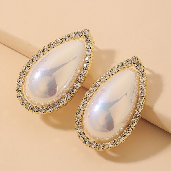 

Water-drop Faux Pearl Earrings, White
