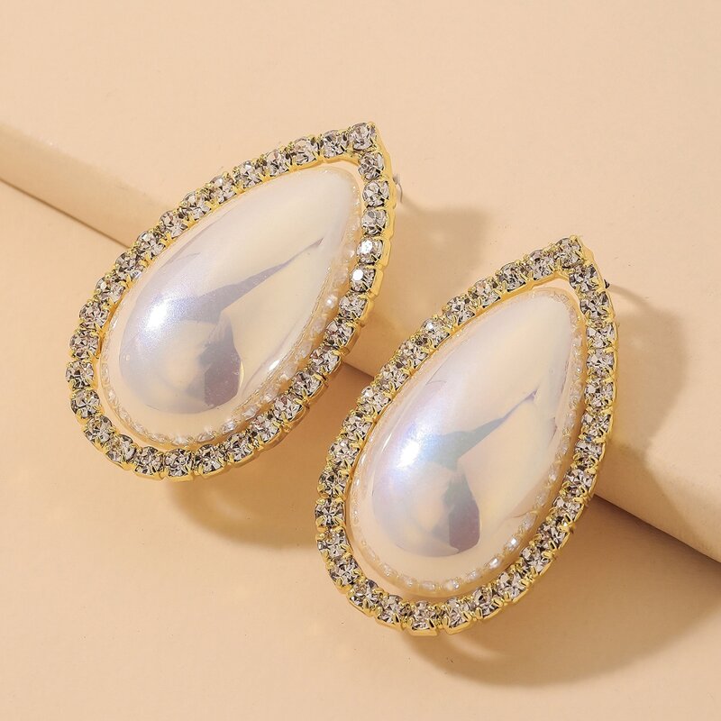 

Water-drop Faux Pearl Earrings, White