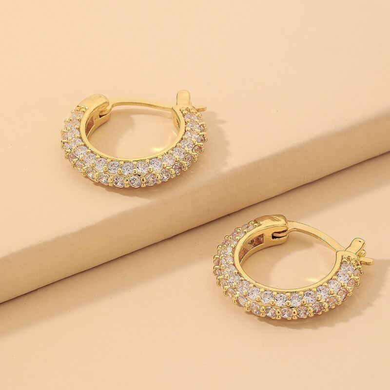 

Rhinestone Decor Earrings, Gold
