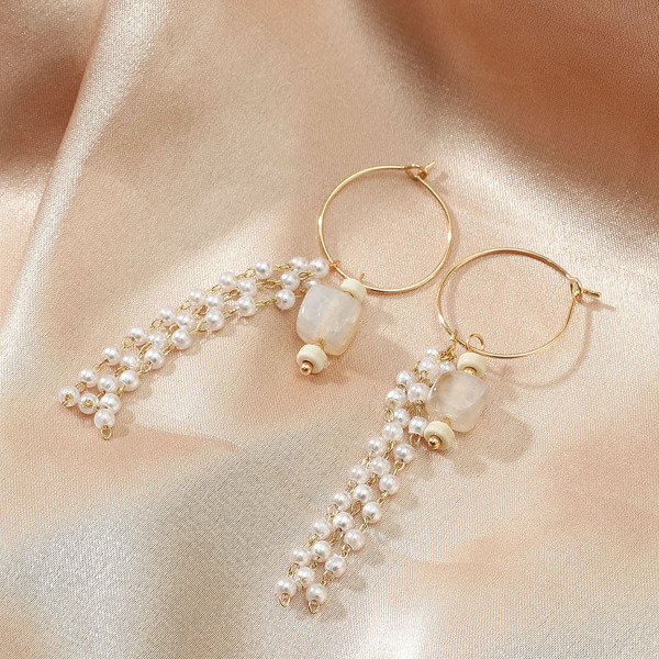 

Faux Pearl Decor Drop Earrings, Gold