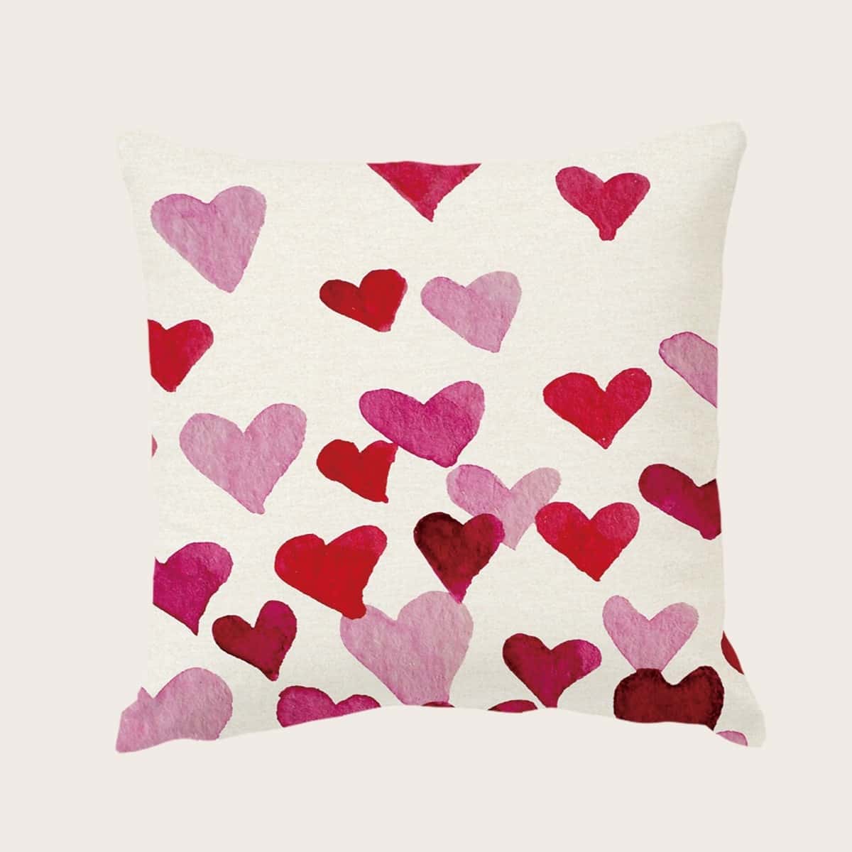 

Heart Print Cushion Cover Without Filler, Multicolor