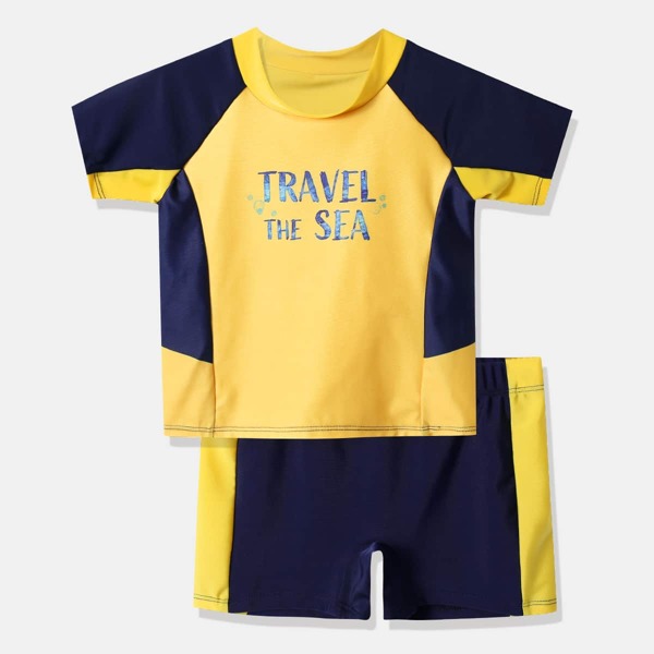 

Boys Color Block Letter Graphic Swimsuit, Multicolor