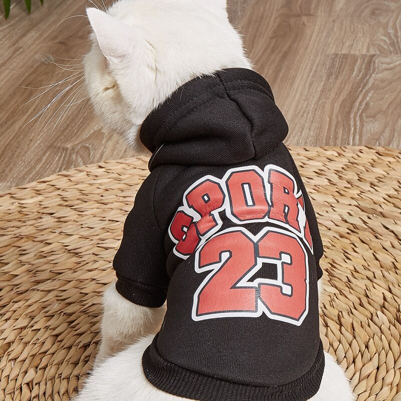 

Letter Graphic Pet Hooded Sweater, Black