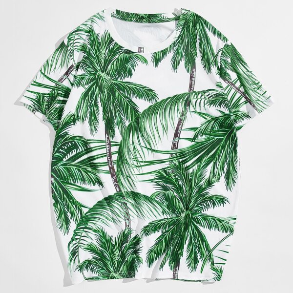 

Men Tropical Tree Print Tee, Multicolor