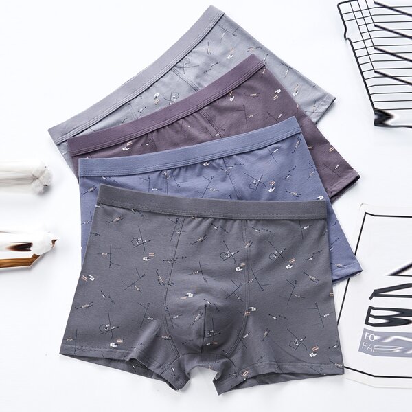 

Men 4pcs Graphic Print Shortie, Multicolor