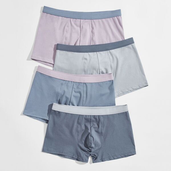 

Men 4pcs Solid Boxer Brief, Multicolor
