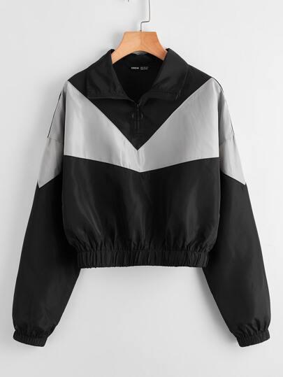 O-ring Zipper  Colorblock Wind Jacket