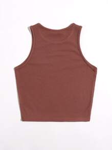 Muchica 素色短版背心上衣 - 紅木色 - 查看 2