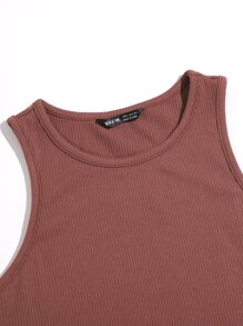 Muchica 素色短版背心上衣 - 紅木色 - 查看 4