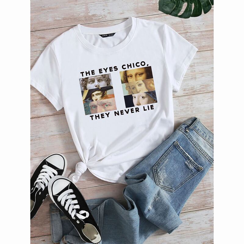 

Eye & Slogan Graphic T-Shirt, White