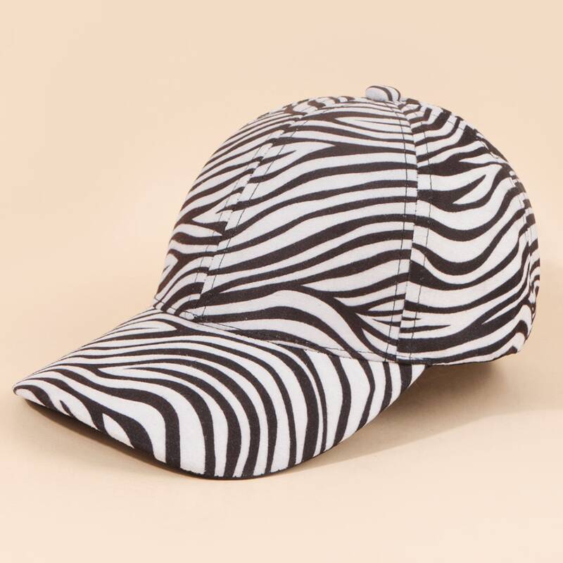 

Zebra Striped Pattern Baseball Cap, Black and white