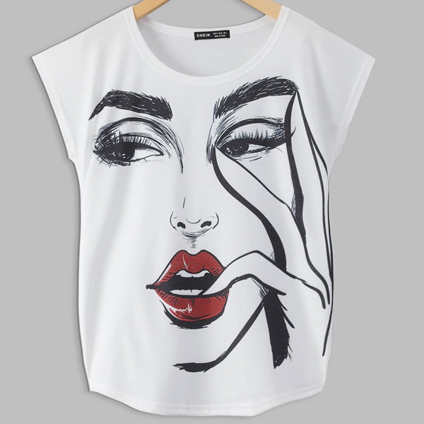 

Figure Graphic Cap Sleeve Tee, White