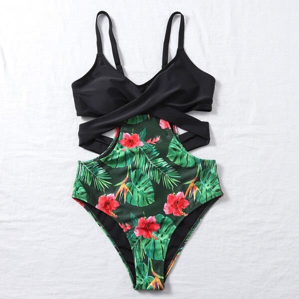 

Tropical Wrap One Piece Swimsuit, Multicolor