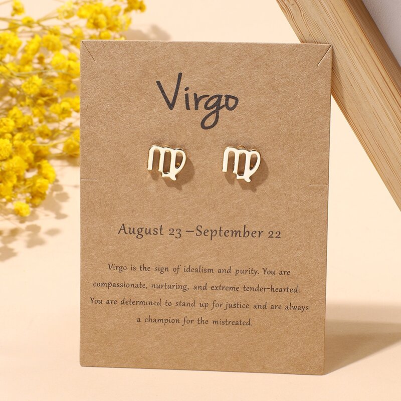 

Virgo Stud Earrings, Gold