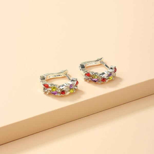 

Zircon Decor Earrings, Silver